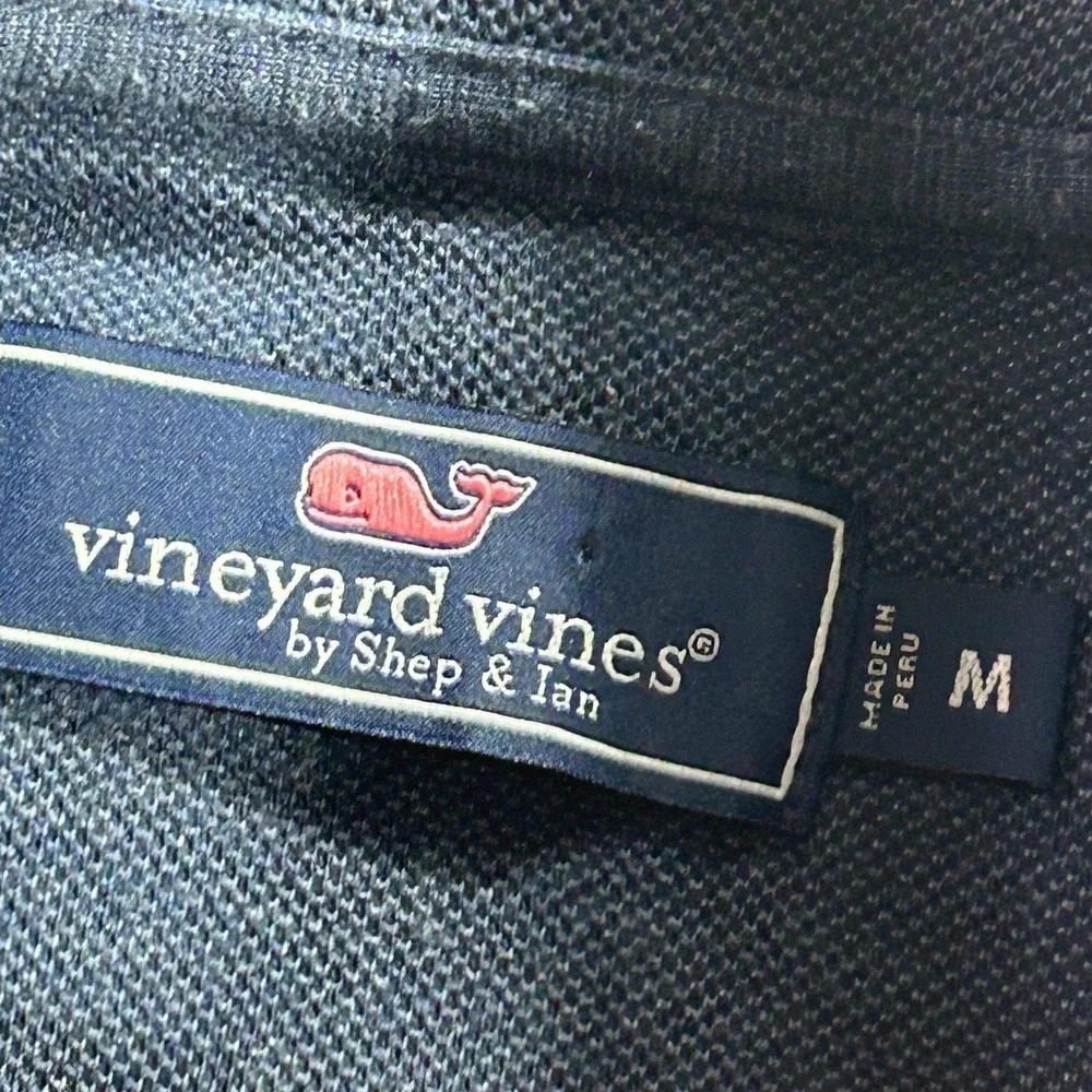 Vineyard Vines Sweater Mens Medium Blue Waffle Knit 1/4 Zip Mock Neck Pullover‎